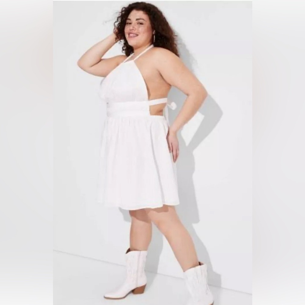 Women's Tie Back Mini Fit and Flare Dress - Wild Fable White